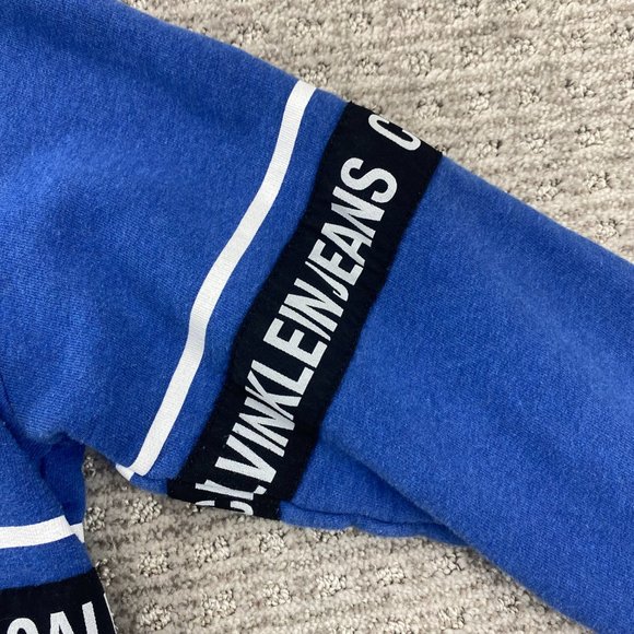 Calvin Klein Jeans Sweater Women Small S Blue Pullover Sweater Spell Out Ladies - Picture 4 of 11